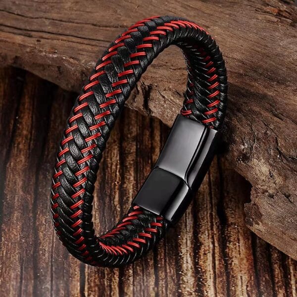 Læder Armbånd Uden Magneter Rød Føniks
