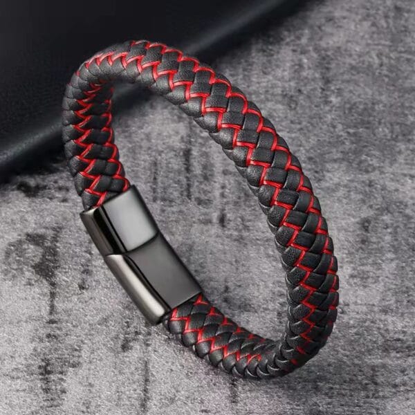 Læder Armbånd Uden Magneter Rød Stor Bjørn