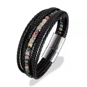 Læder Armbånd Uden Magneter India Sten