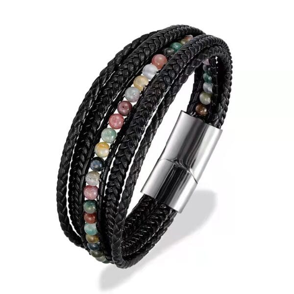 Læder Armbånd Uden Magneter India Sten