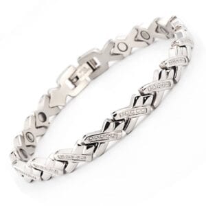 Magnetarmbånd Sølv Pil Med Diamanter